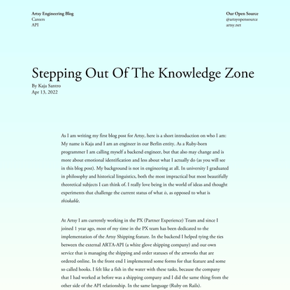 Stepping Out Of The Knowledge Zone - Artsy Engineering