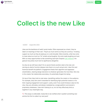 Collect is the new Like — Denis Nazarov