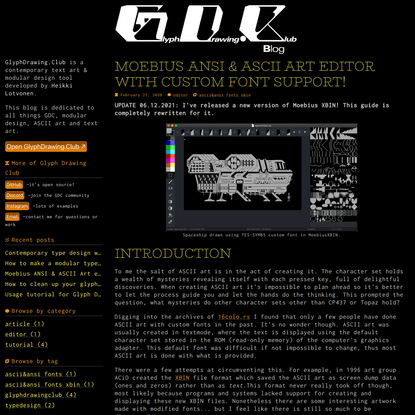 Moebius ANSI &amp; ASCII Art editor with custom font support!