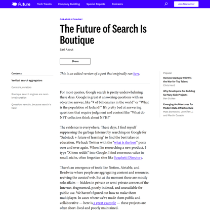 The Future of Search Is Boutique