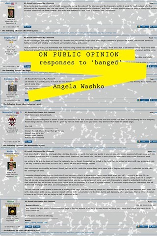 Angela Washko,  On Public Opinion: Responses to BANGed