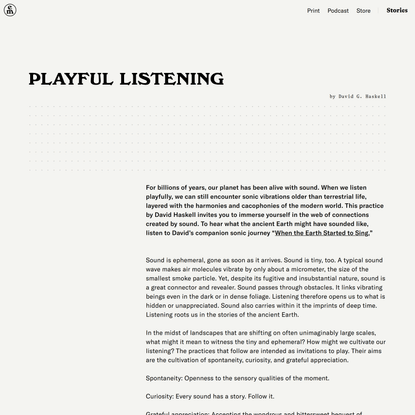 Playful Listening — A Practice by David G. Haskell