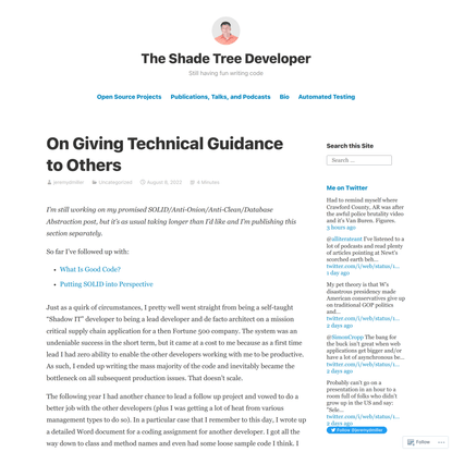 On Giving Technical Guidance to Others – The Shade Tree Developer