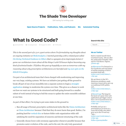 What Is Good Code? – The Shade Tree Developer