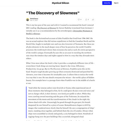 “The Discovery of Slowness”