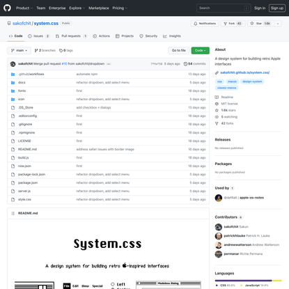 GitHub - sakofchit/system.css: A design system for building retro Apple interfaces