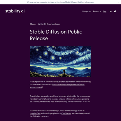 Stable Diffusion Public Release — Stability.Ai