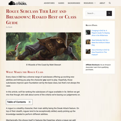 Rogue Subclass Tier List and Breakdown: Ranked Best of Class Guide – Black Citadel RPG
