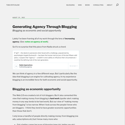 Generating Agency Through Blogging