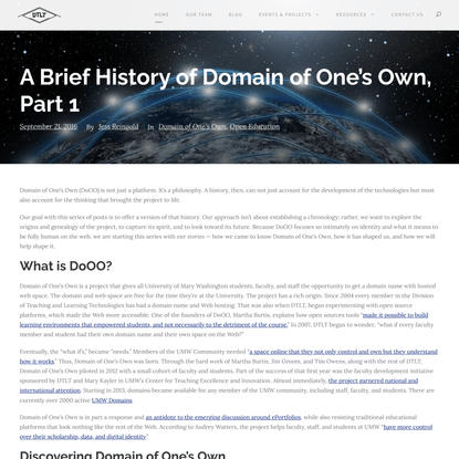 A Brief History of Domain of One’s Own, Part 1 – UMW Division of Teaching and Learning Technologies