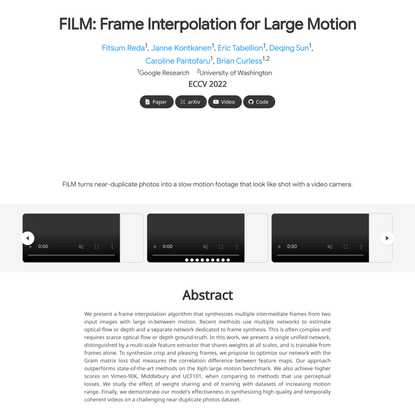FILM: Frame Interpolation for Large Motion