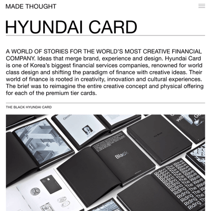 MADE THOUGHT – Hyundai Card — Brand Creation &amp; Campaigns