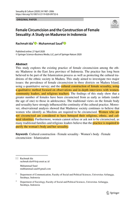 Research Paper: Female Circumcision and the Construction of Female Sexuality