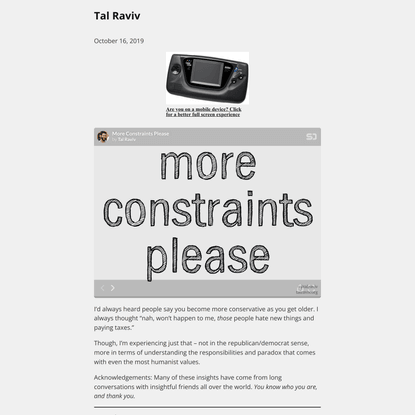 More Constraints, Please