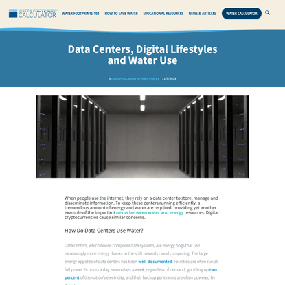 Data Centers, Digital Lifestyles and Water Use