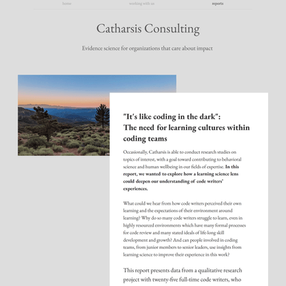 reports | Catharsis Consulting