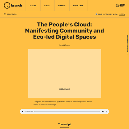 The People’s Cloud: Manifesting Community and Eco-led Digital Spaces