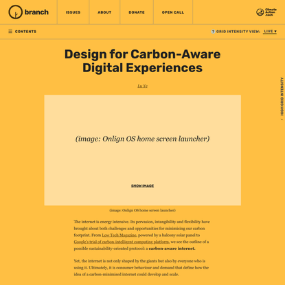 Design for Carbon-Aware Digital Experiences - Branch