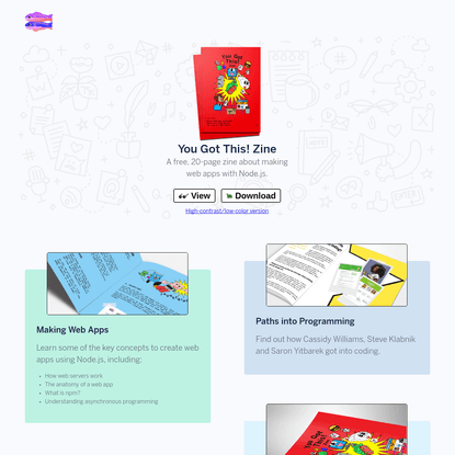 You Got This! Zine - Making web apps with Node.js