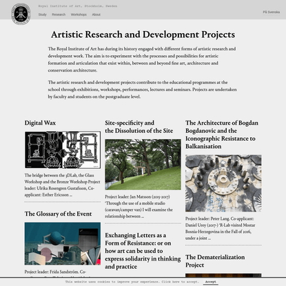 Artistic Research and Development Projects