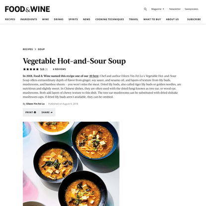 Vegetable Hot-and-Sour Soup Recipe