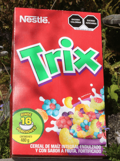 no mascot Trix cereal box