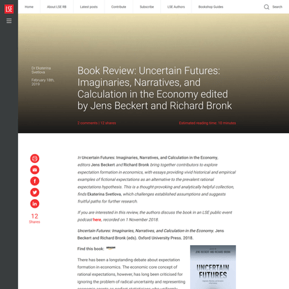 Book Review: Uncertain Futures: Imaginaries, Narratives, and Calculation in the Economy edited by Jens Beckert and Richard B...