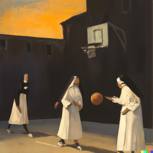 an edward hopper painting of nuns playing basketball