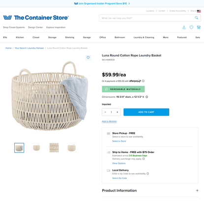 Round Cotton Rope Laundry Basket