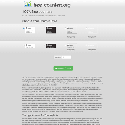 Free Counters for Your Website! 100% free! Get Your Counter now!