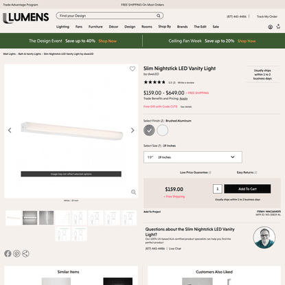 Slim Nightstick LED Vanity Light by dweLED at Lumens.com