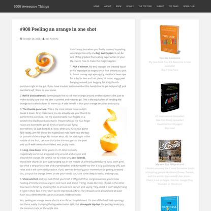 #908 Peeling an orange in one shot - 1000 Awesome Things