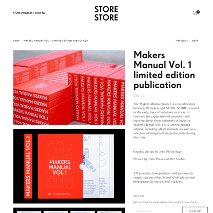 Makers Manual Vol. 1 limited edition publication — STORE STORE