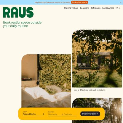 Raus | Smart, sustainable cabins close to your home