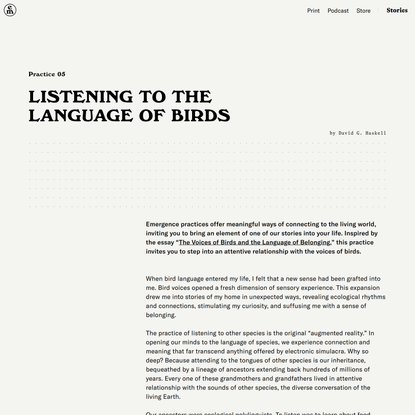 Listening to the Language of Birds – Practice 05 – Emergence Magazine