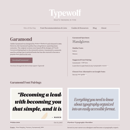 Garamond Font Combinations &amp; Free Alternatives · Typewolf