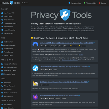 PrivacyTools.io - Fight Surveillance with Encryption