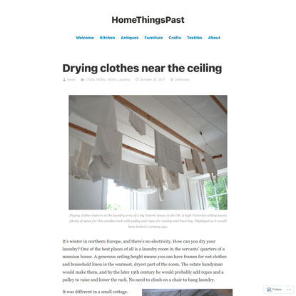 Drying clothes near the ceiling