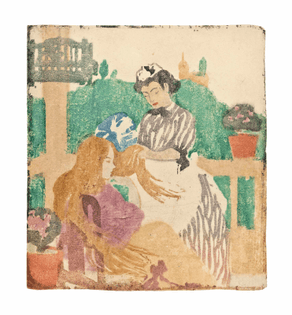 Ethel Mars, La Coiffure and Aigrettes, 1904, two woodcuts in colours