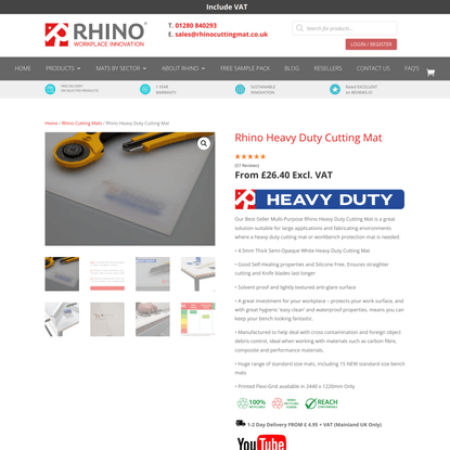 Rhino Heavy Duty Cutting Mat - Workbench Surface Protection Mat