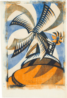 Sybil Andrews, The Windmill, 1933, Linocut
