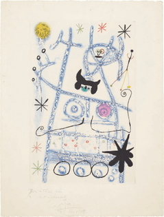Joan Miró, Les forestiers (bleu) (The Foresters - blue), 1958, Aquatint in colors