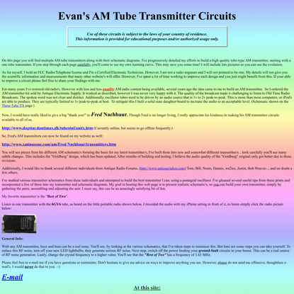 Evan’s AM Tube Transmitter Circuits!