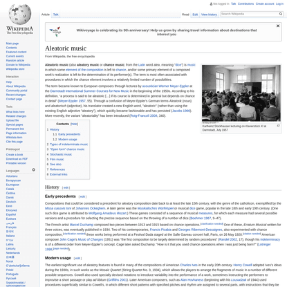 Aleatoric music - Wikipedia