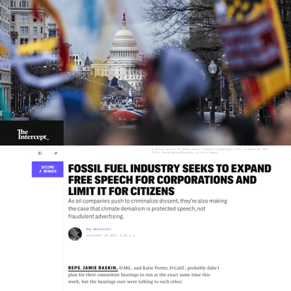 Fossil Fuel Industry Wants Free Speech for Corporations but Not Citizens