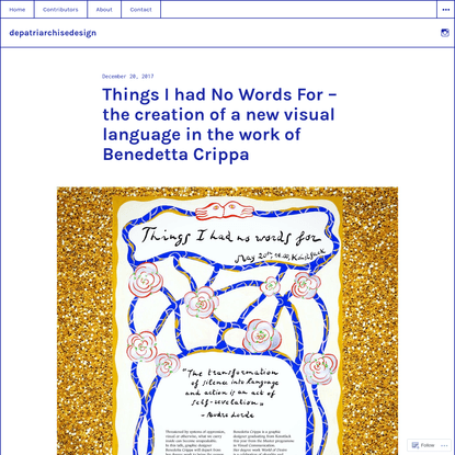 Things I had No Words For - the creation of a new visual language in the work of Benedetta Crippa