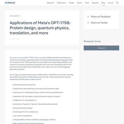 Applications of Meta’s OPT-175B: Protein design, quantum physics, translation, and more