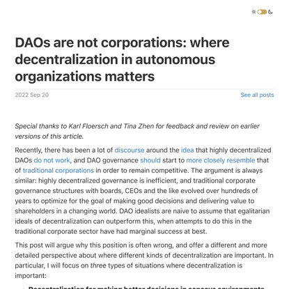 DAOs are not corporations: where decentralization in autonomous organizations matters