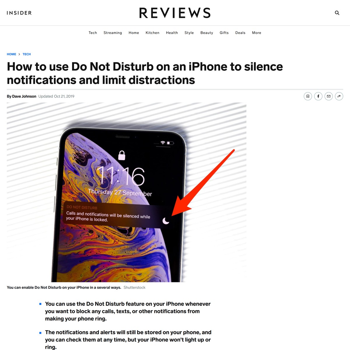 How to use do not disturb on an iphone to silence notifications and