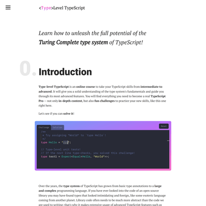 Type-Level TypeScript — Introduction